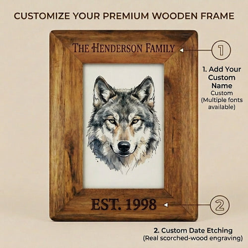 Personalized Rustic Wood Picture Frame with Glass Front Handmade Burlywood Wedding Gift Custom Engraved - Us Engravo