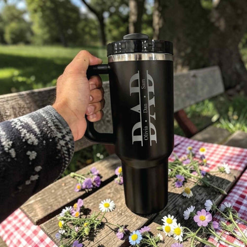 Personalized Split DAD Stanley 40oz Tumbler Custom Kids' Names Father's Day Gift - Us Engravo