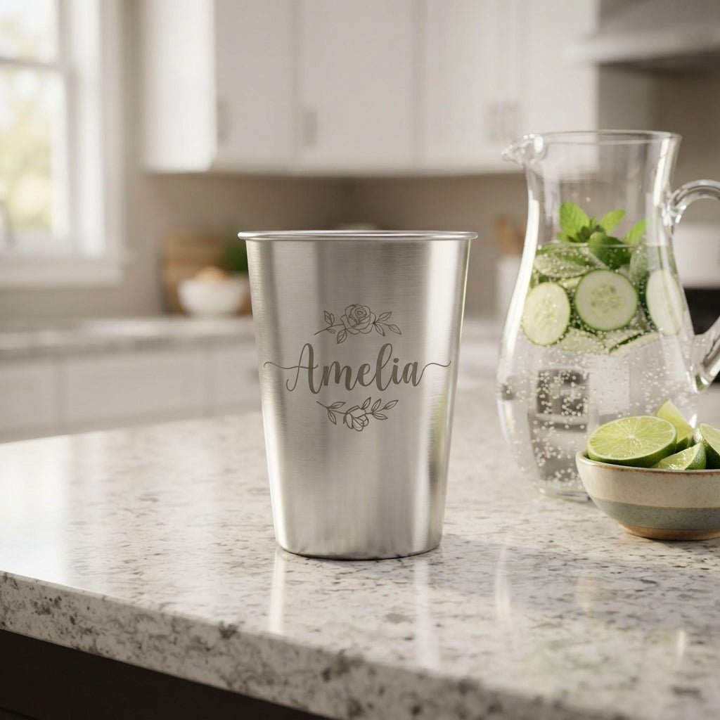 Personalized Stainless Steel Cup Shatterproof Metal Tumbler for Home and Travel Custom Engraved - Us Engravo