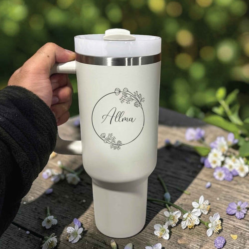 Personalized Stanley 40oz | Custom Engraved Name, Botanical Design - Us Engravo