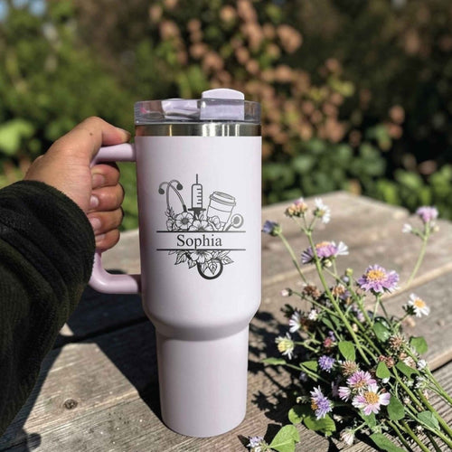 Personalized Stanley 40oz Nurse Tumbler, Engraved Name Tumbler, RN Mugs, Medical Gifts, Nurse Gifts - Us Engravo