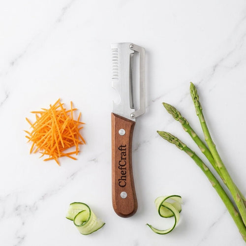 Personalized Vegetable Peeler Wooden Handle 3 in 1 Kitchen Tool Housewarming Gift Custom Engraved - Us Engravo