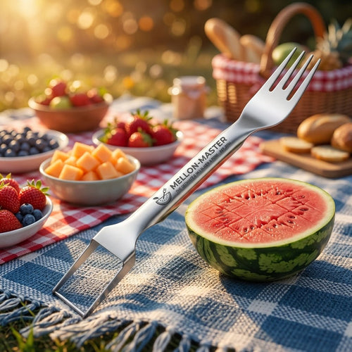 Personalized Watermelon Fork Slicer Pack of 2 Fruit Cutter Set, Summer Kitchen Gift for Mom Custom Engraved - Us Engravo