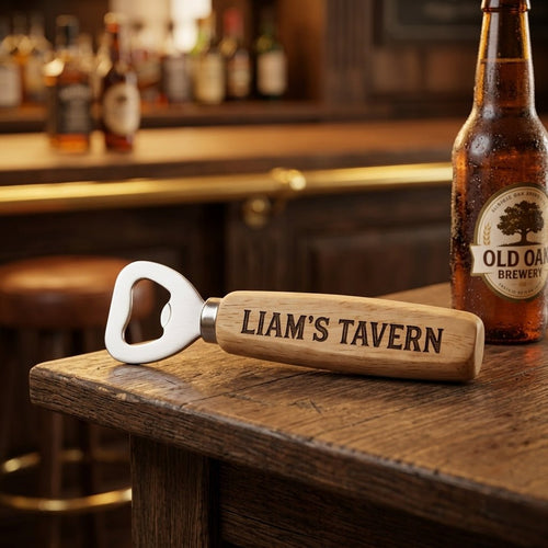 Personalized Wood Handle Bottle Opener Bartender Style Groomsmen Gift Custom Engraved - Us Engravo