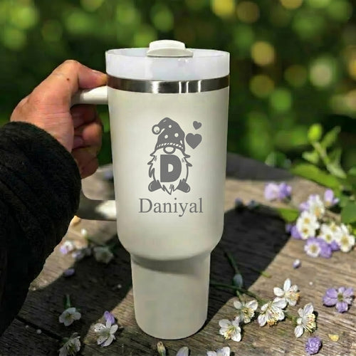 Personalized Christmas Gnome Stanley Tumbler 40 0z – Custom Name Laser Engraved Design