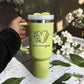 Stanley 40oz tumbler with personalized engraving, insulated stainless steel cup with handle and straw, perfect teacher.