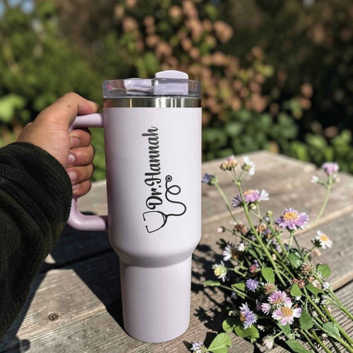 Stanley 40oz Tumbler with Handle & Straw | Personalized Name Engraved Cup, Nurse Week Gift for Nurse, RN Medical Staff Appreciation - Us Engravo
